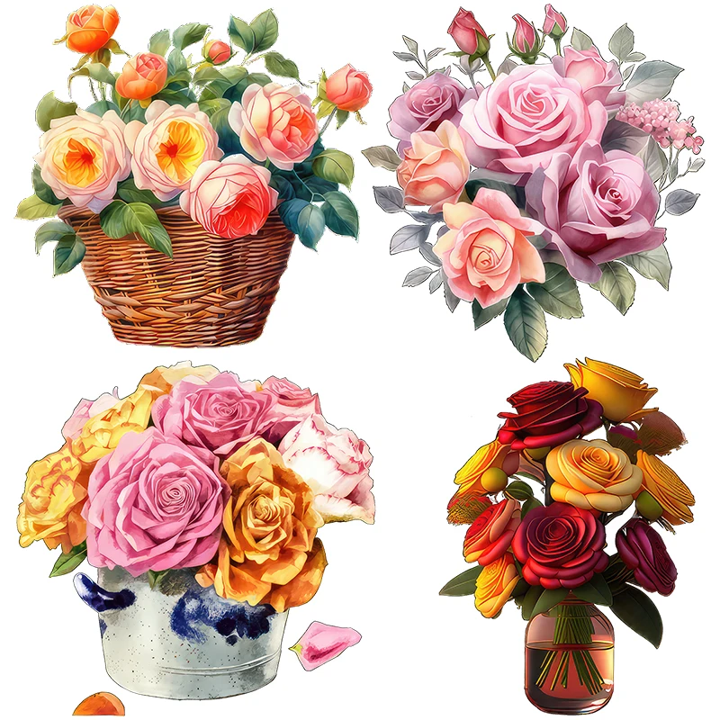 Three Ratels QCF265 Leisure pastoral style nostalgic European style painted bouquet self-adhesive wall stickers furniture decals