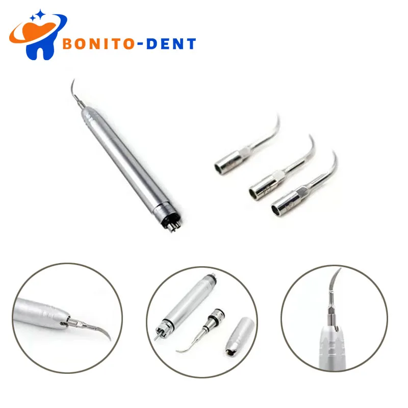 Détartreur dentaire à Air ultrasonique, 2 trous/4 trous, pièce à main, 3 embouts, outils de polissage, blanchiment des dents, outil en acier pour laboratoire de dentiste