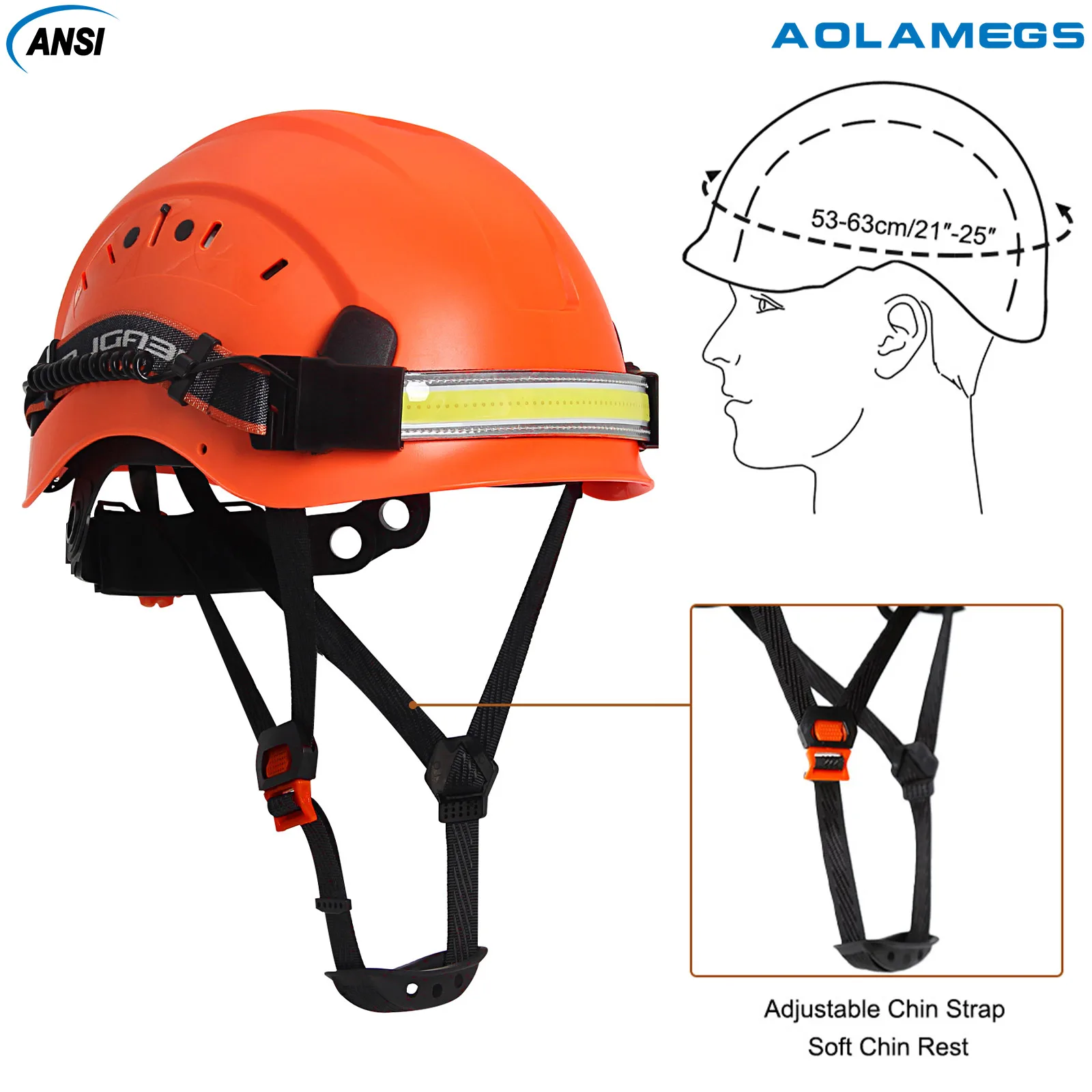 Construction Safety Helmet With Led Headlamp CE ABS Hard Hat Head Light Weight ANSI Industrial Work At Night Head Protection