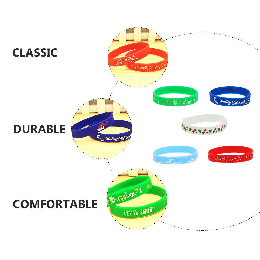 

5 Pcs Christmas Bracelet Wrist Band Silicone Bracelets Gift for Wristband Silica Gel Xmas Party