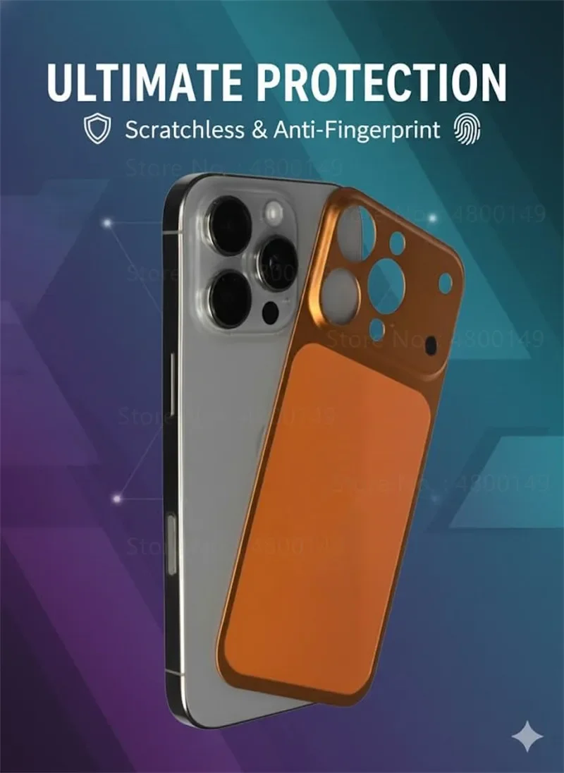 Fotografia 4: Capa Traseira de Metal para iPhone 17 Pro Max (compatível com iPhone 16, 15, 14, 13 Pro Max, 16 Pro, 15 Pro, 17 Pro) com Adesivo Conversor de Capa Traseira