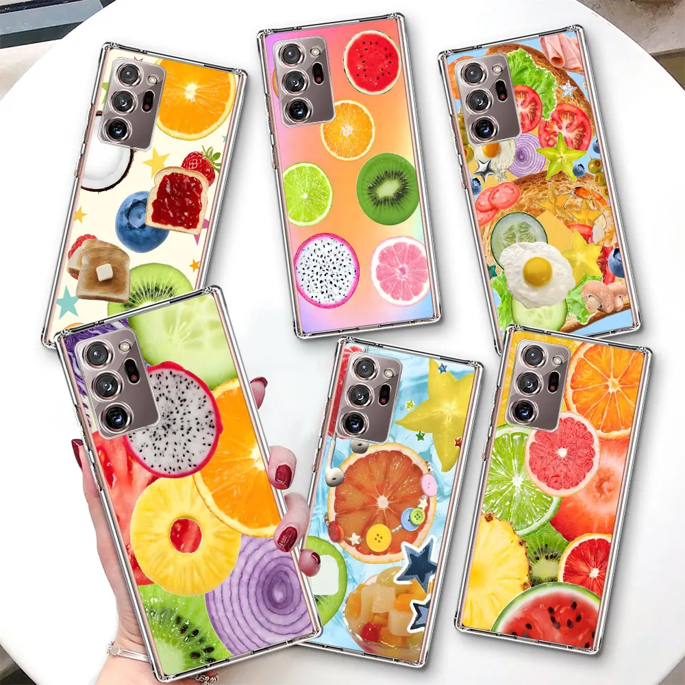 Transparent Case for Samsung Galaxy Note 10 Plus 20 Ultra TPU Shockproof Phone Cover M33 M02 M11 M12 M22 F12 Rainbow Fruit Slice
