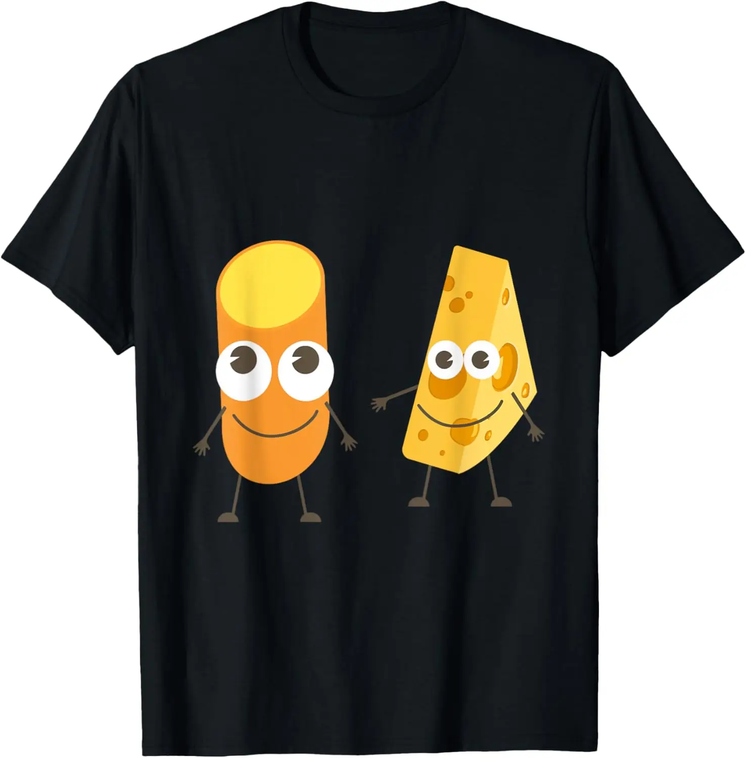 Camiseta gráfica de amigos de dibujos animados de macarrones y queso, divertida camiseta informal de algodón para amantes de los alimentos