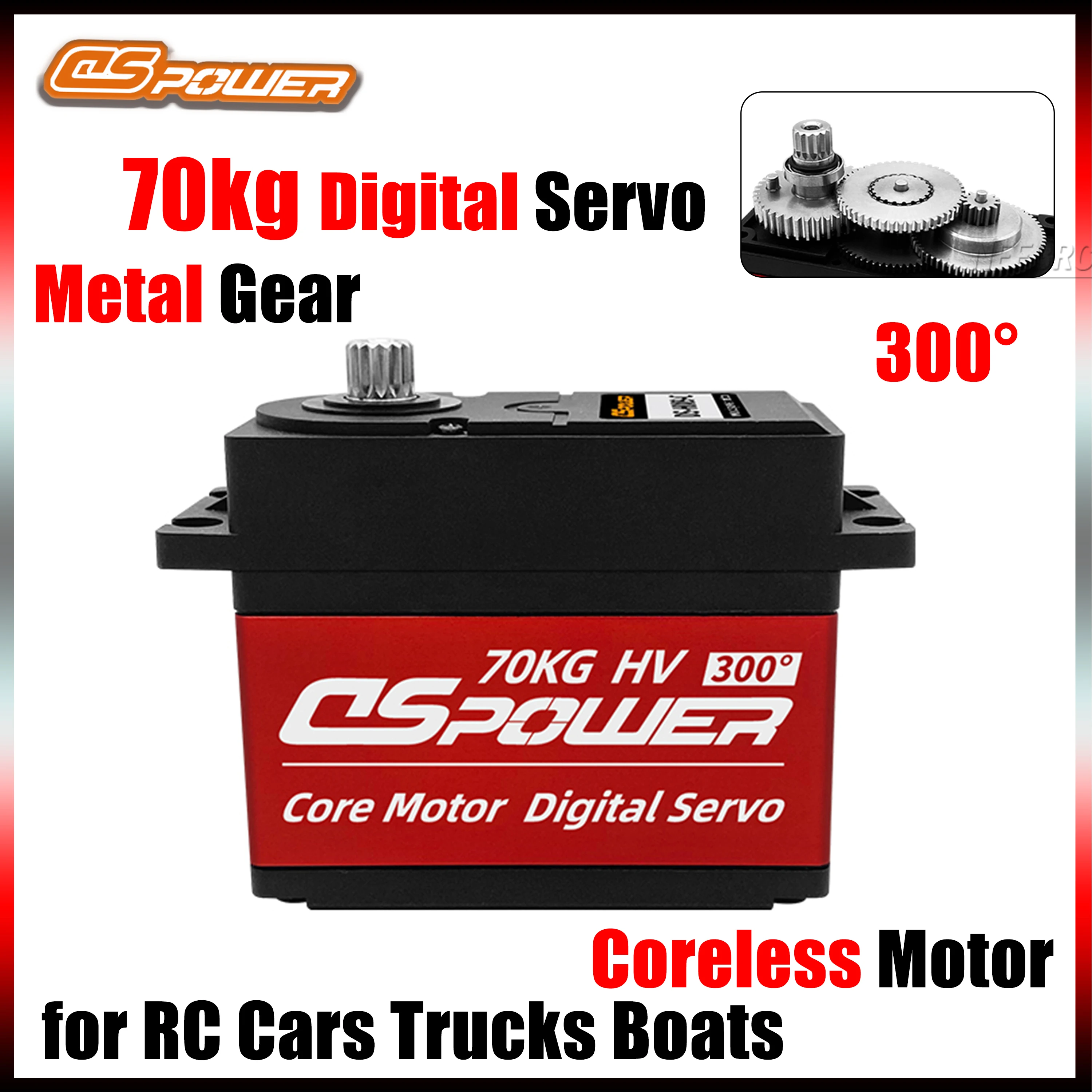 

DSpower 70KG Metal Gear Waterproof Coreless Motor High Speed Large Torque Digital Servo 300° for RC Cars Trucks Boat Accessories