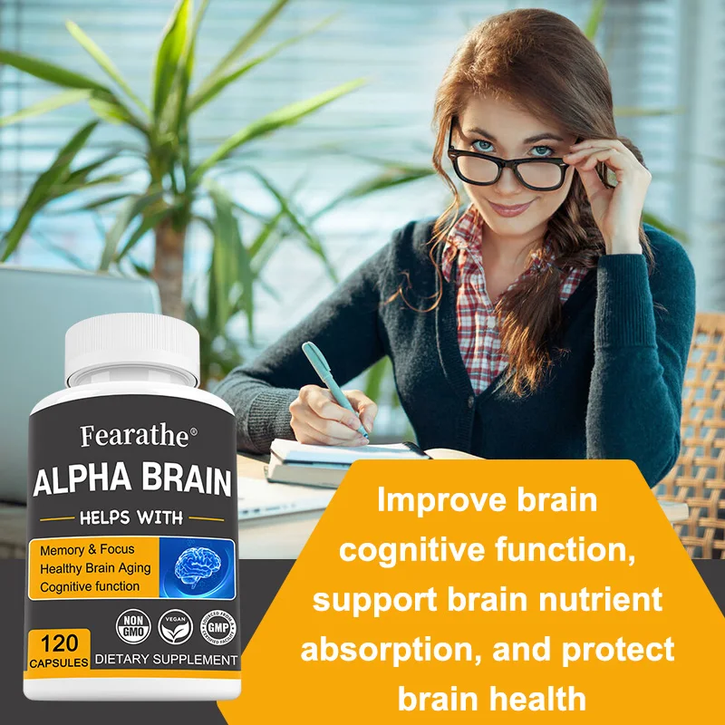 Natural Alpha Brain Supplement, Cognitive Support Capsules, Help Maintain Mental Clarity, Focus, Memory & Brain Function