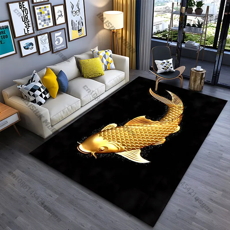 Golden fish representing prosperity carpet Yoga living room room decor children's crawling mat doormat area rug games mat