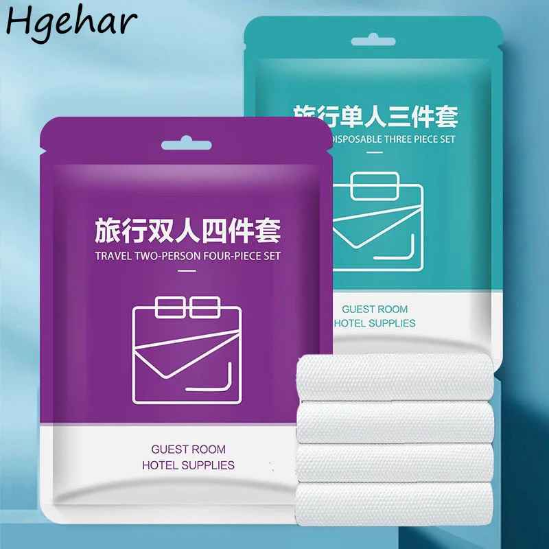 3/4 Stück Einweg Bettwäsche Set Reise Hotel Einzel Doppel bettwäsche Kissen bezug Blatt Bett bezug tragbare anti bakterielle weiche