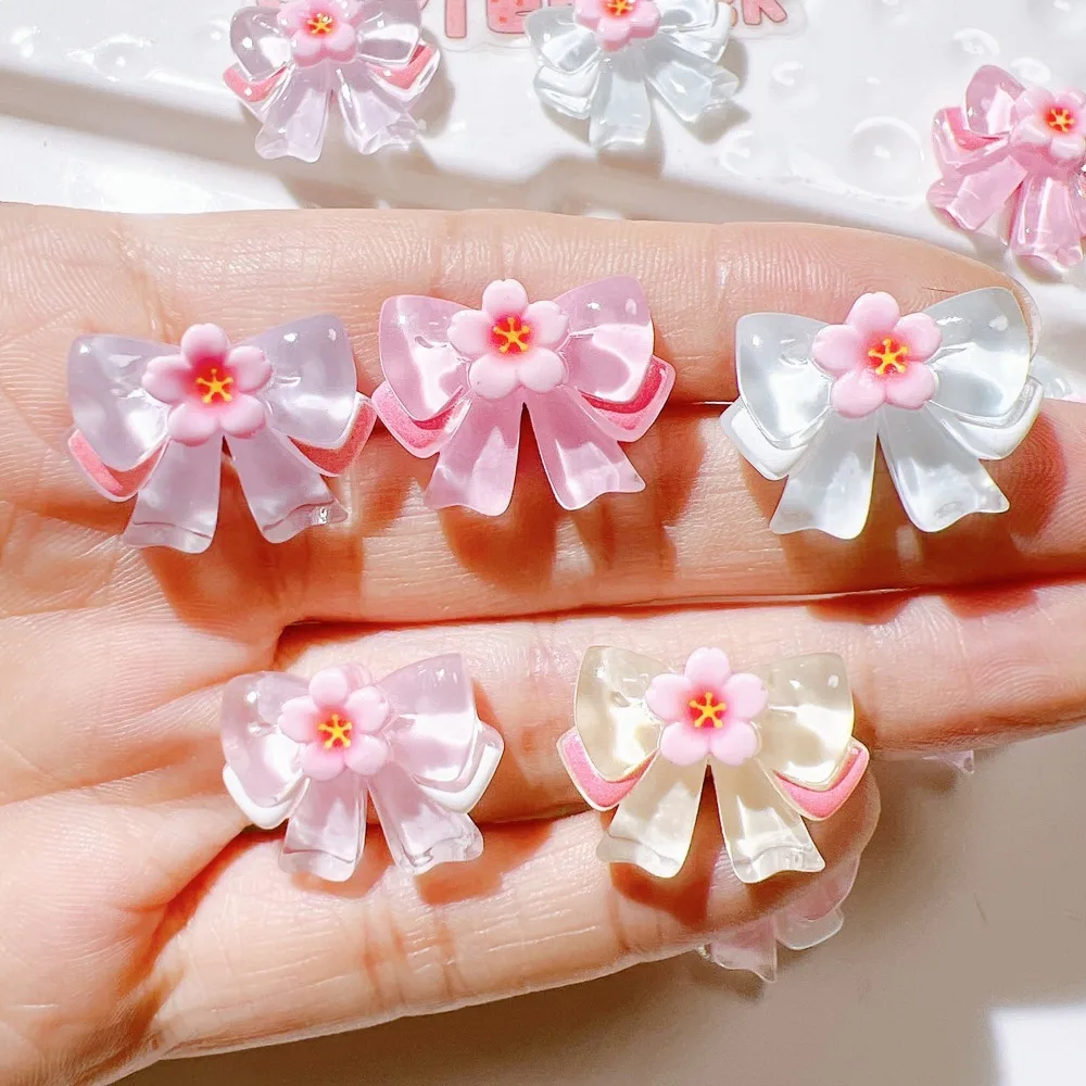 10pcs Cute Cartoon Kawaii Butterfly Bow Series Flat Back Resin DIY Scrapbooking Embellishments Cabochons Decoration Accessories