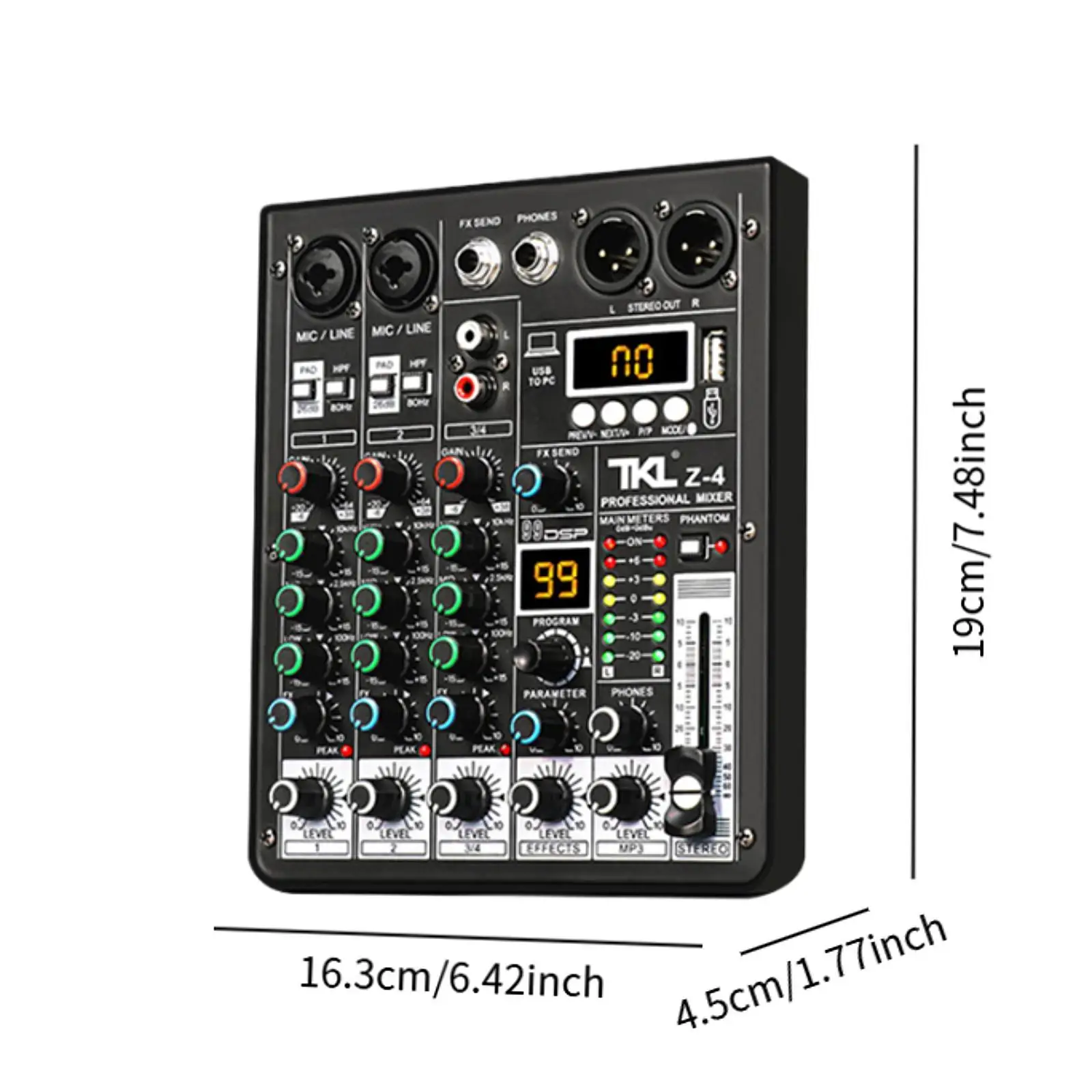 Audio Mixer Portable USB DJ Controller Sound Mixer for Live Recording Studio