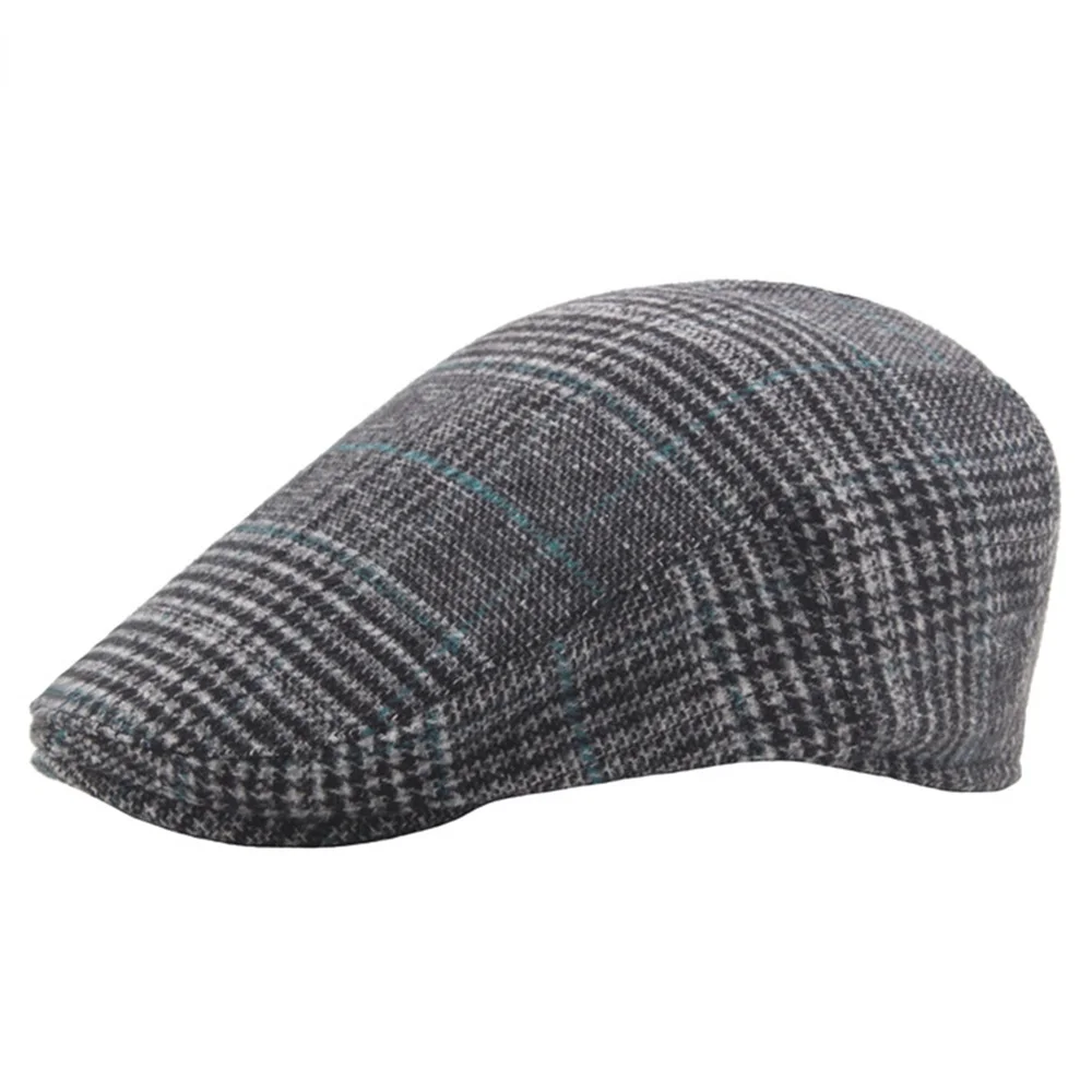 FLAT CAP Winter Beret Hat Classic Wool Newsboy Cap for Men Plaid Male Vintage Peaked Cap British Style Autumn Driving Ivy Caps