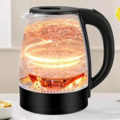 Borosilicate Glass Electric Kettle with Blue LED Light 1500W Fast Boil Auto Shut-Off Water Boiler for Home & Office