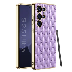 Elegant Electroplated Matte Leather Case for Samsung Galaxy S25 Ultra S24 S23 All Inclusive Shockproof Soft Cover Accessories