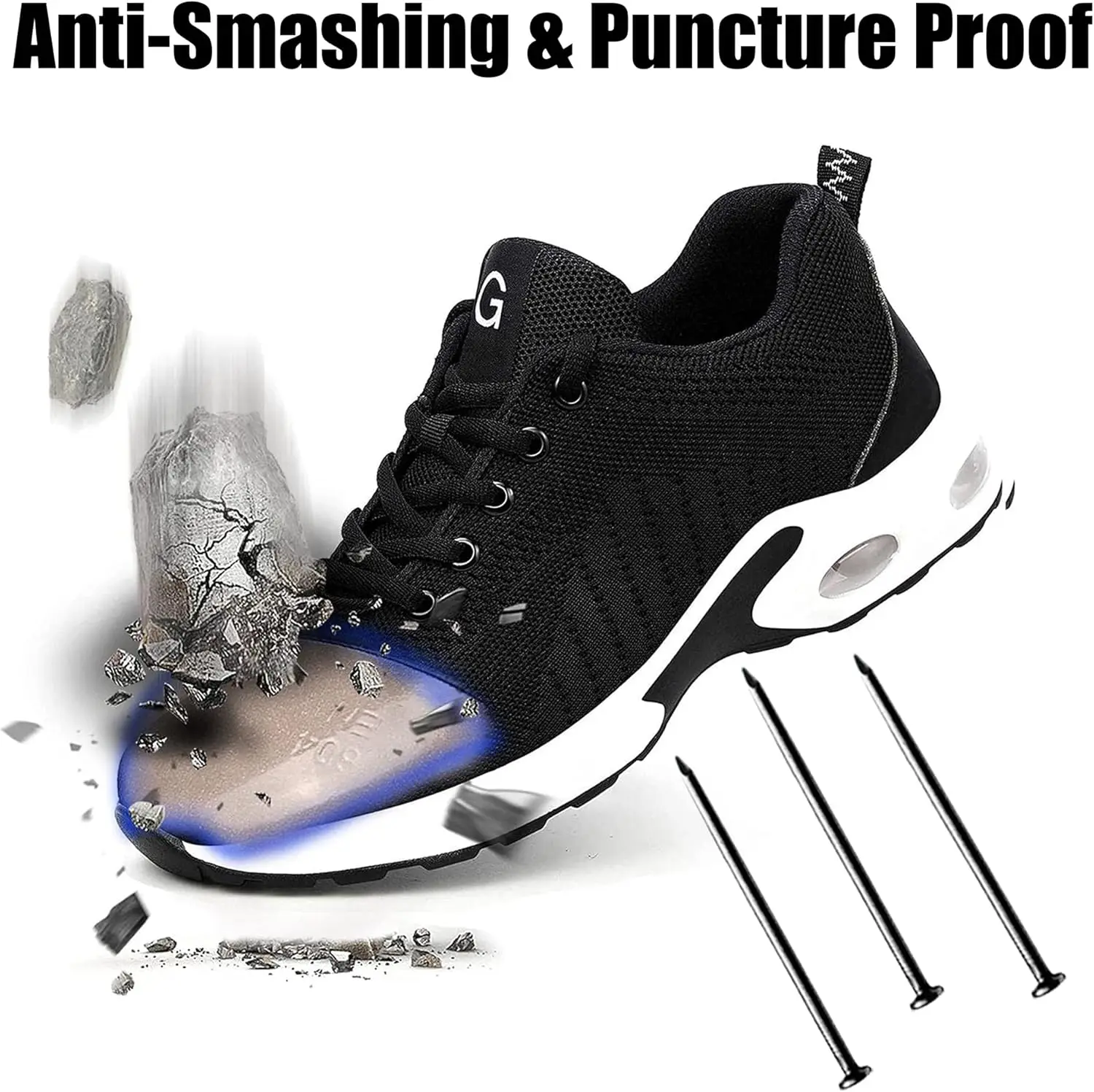

Steel Toe Safety Shoes for Women Men Air Cushion Lightweight Sneakers Slip Resistant Industrial and Construction Work Shoes