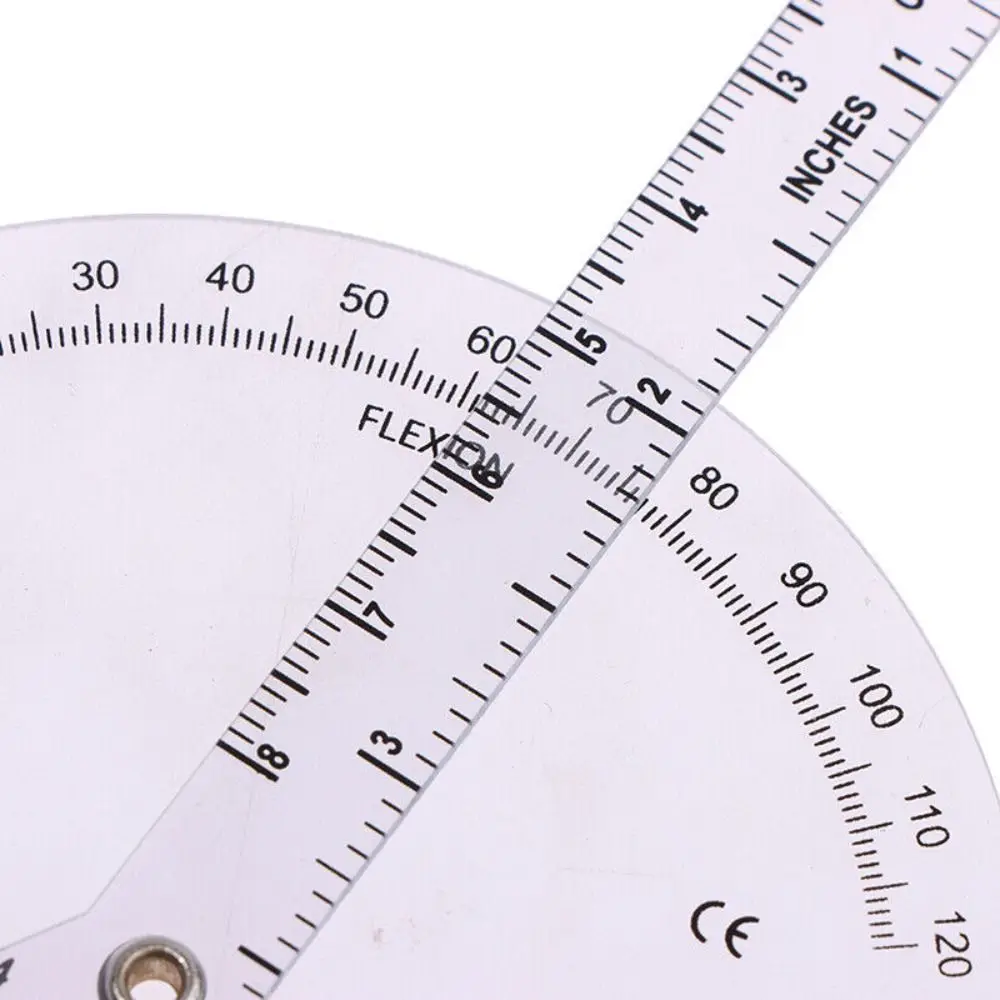 3 قطعة شفافة المهنية 180 درجة المنقلة إصبع الزوايا زاوية حاكم العمود الفقري حاكم #4