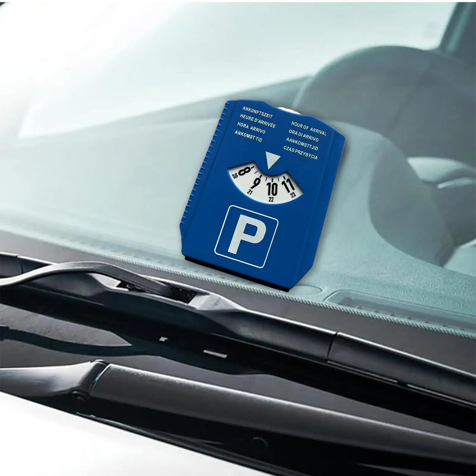Digital Parking Disc with 8 Languages 24-Hour Display & Built-in Ice Scraper for Time-Limited Parking Zones in Winter