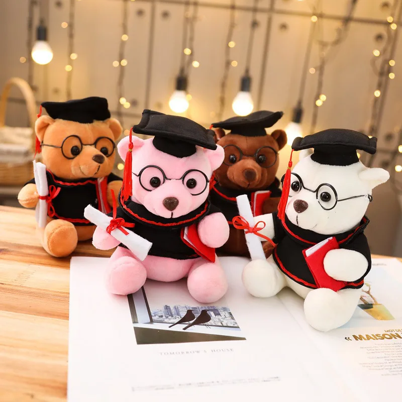 

18cm Loverly Graduation Hats Teddy Bear Plush Toys Stuffed Animals Soothing Toys Graduation Christmas Birthday Gifts