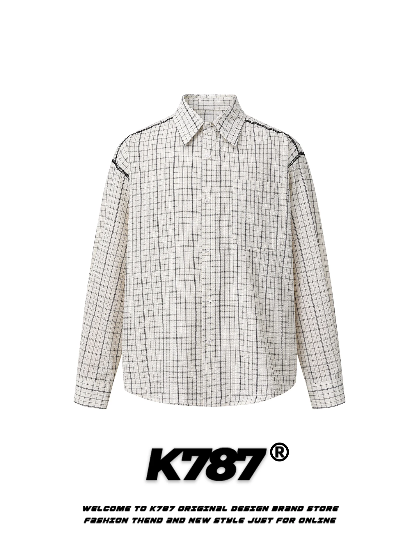 

K787 Japanese Sle Casual Plaid Splicing Long Sve irt Loose Fit Men Women Spring Trendy Brand Couple's irt Coat