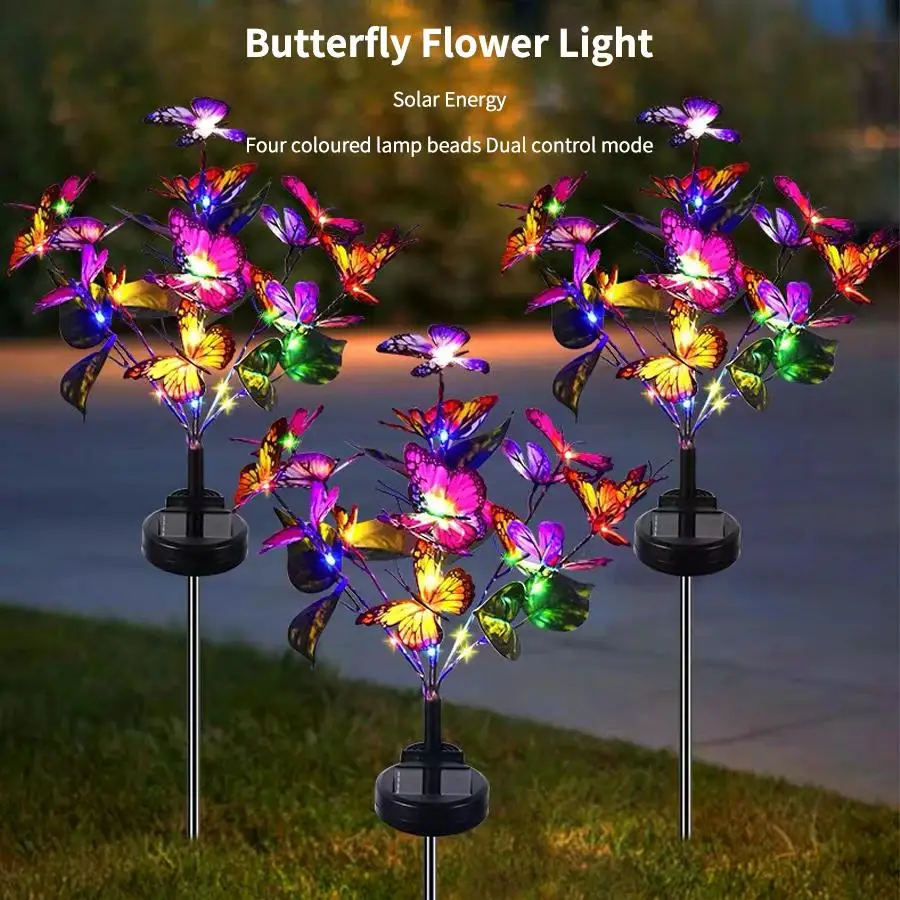 

E2 1-4X Outdoor Solar Lamp Butterfly Branch Lawn Light Villa Courtyard Outdoor Landscape Atmosphere Light Decorative Garden Lamp