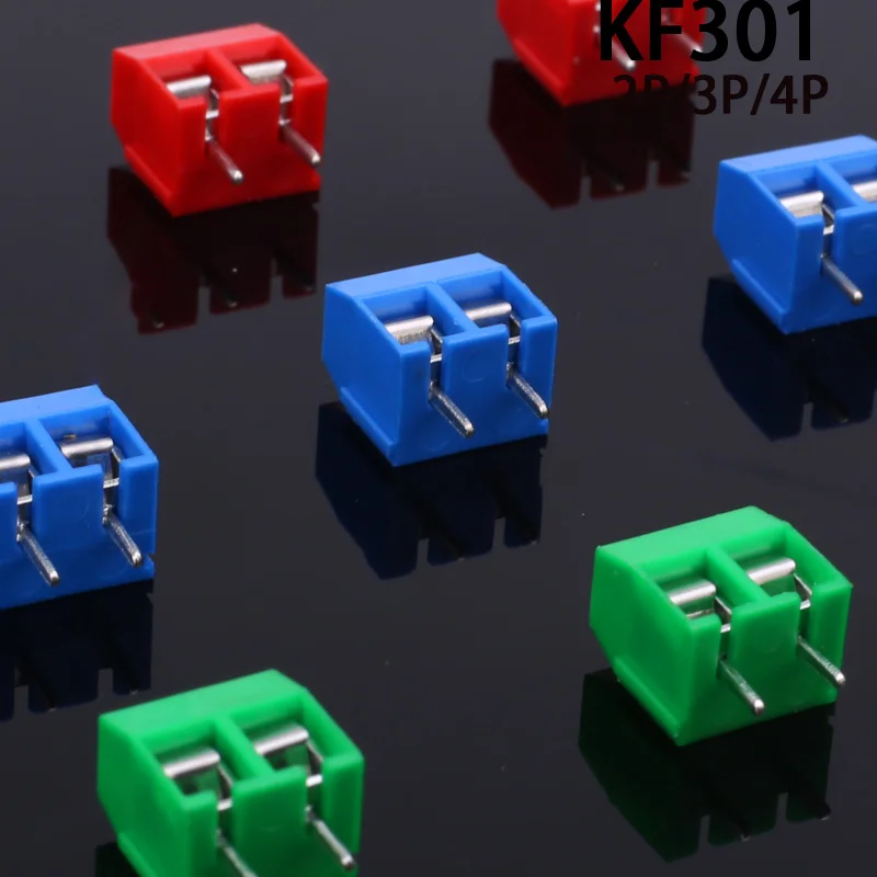 10/20/50Pcs/lot Pitch 5.0mm Straight Pin 2P 3P Screw  Terminal Block Connector Blue Green