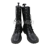 Axis Powers Hetalia Prussia Gilbert Beilschmidt Cosplay Costume Shoes Black Handmade Faux Leather Boots