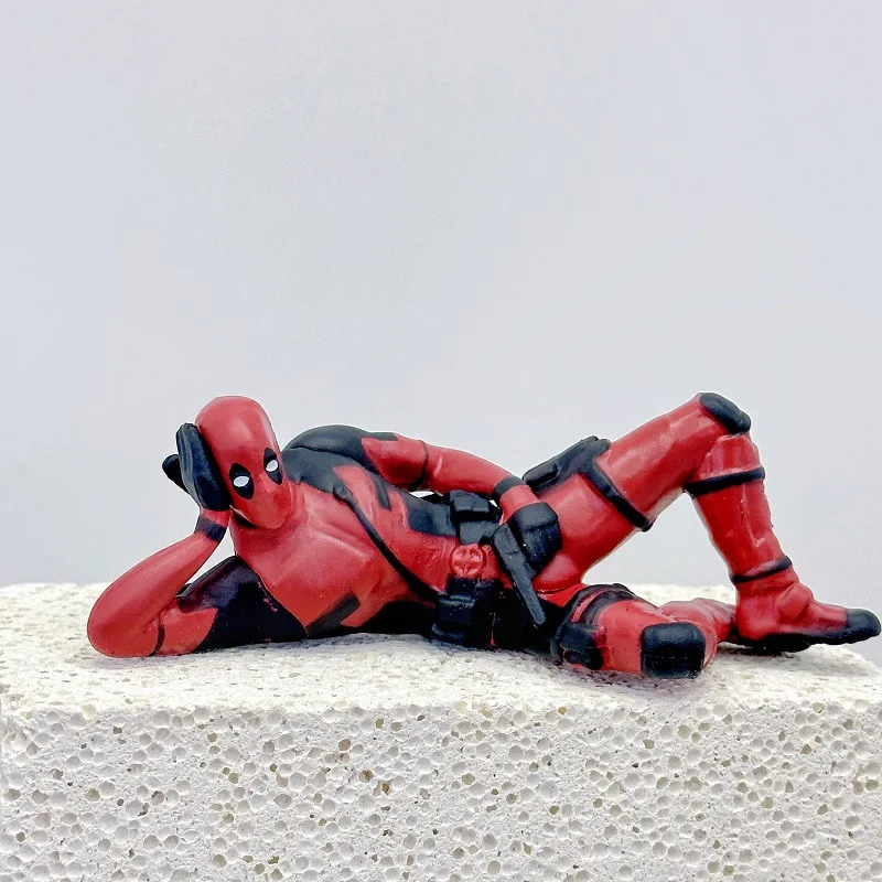 The Avengers Deadpool Sitting Posture Lying Posture Sleeping Posture Handmade Model Desktop Computer Car Decoration Kid Toy Gift