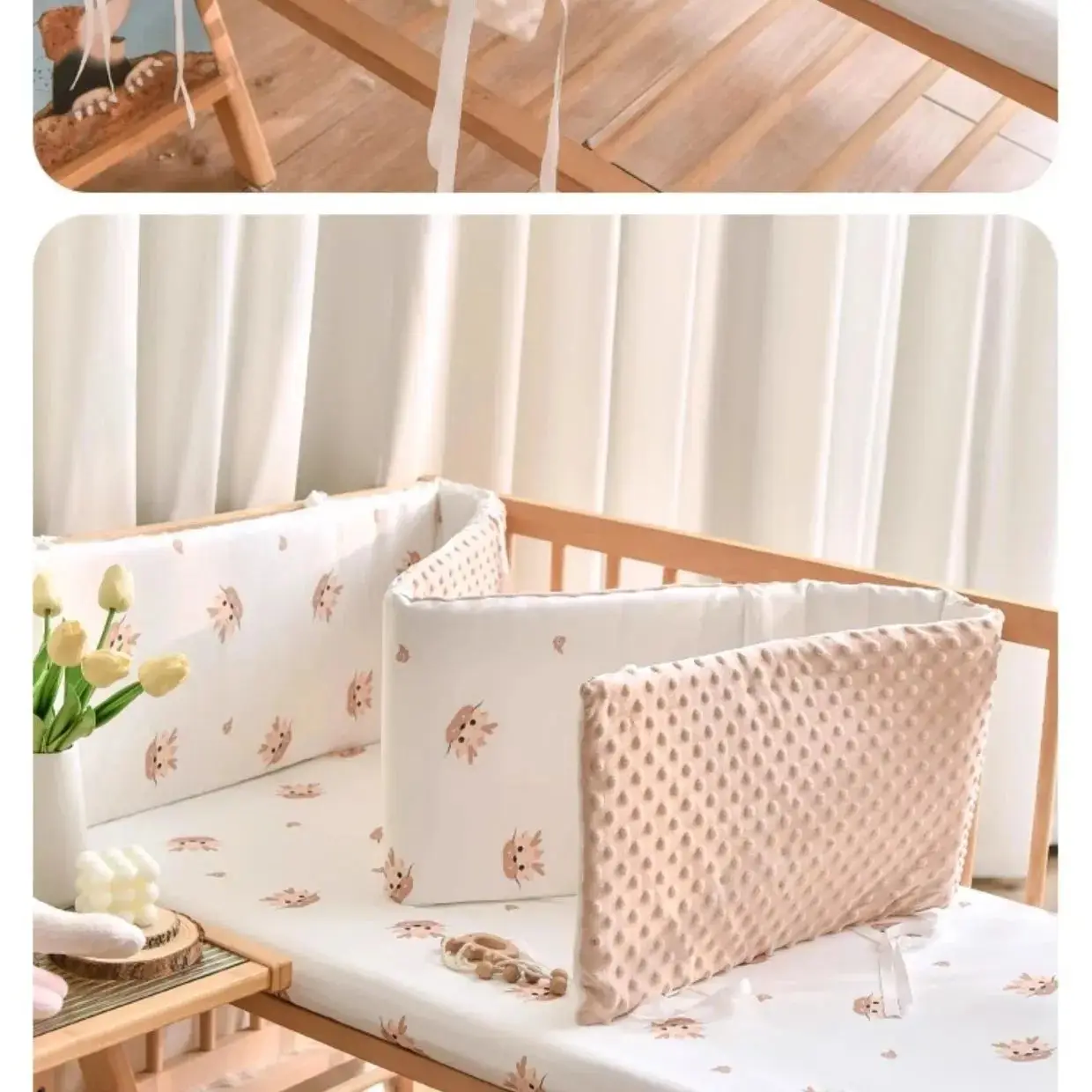 1pc Baby Crib Guard Rail Soft Padding,Infant Crib Bumper Liner,Cartoon Print Cushioned Bed Fence,1pc 120cm/180cm/200cm length