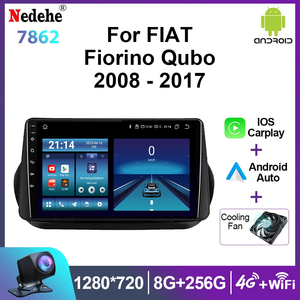 

Android 14 Carplay для Fiat Fiorino Qubo Citroen Nemo Peugeot Bipper 2008-2017 Автомобильный радио стерео мультимедийный плеер BT WIFI DSP