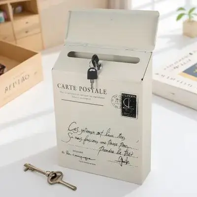 

1Pcs Locking Letter Box Iron Vintage Wall Mount Mailbox Retro Suggestion Complaint Post Box Wall Mount Mailbox