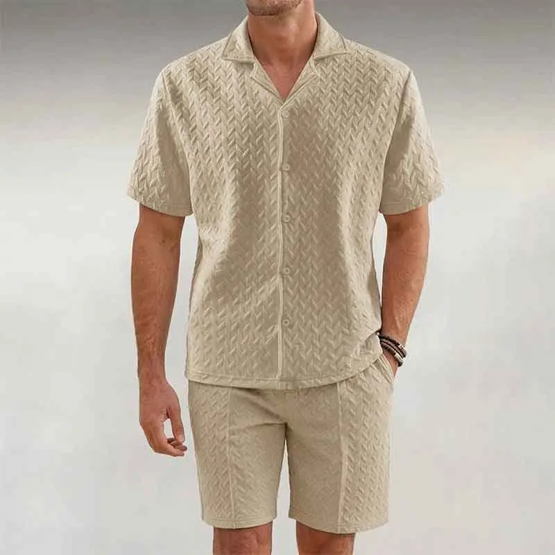 

Casual Comfortable Men's Shirt Summer 2026 Button up Short Sleeve Sportswear Polyester Cotton Blend Mid-Aged Suitable