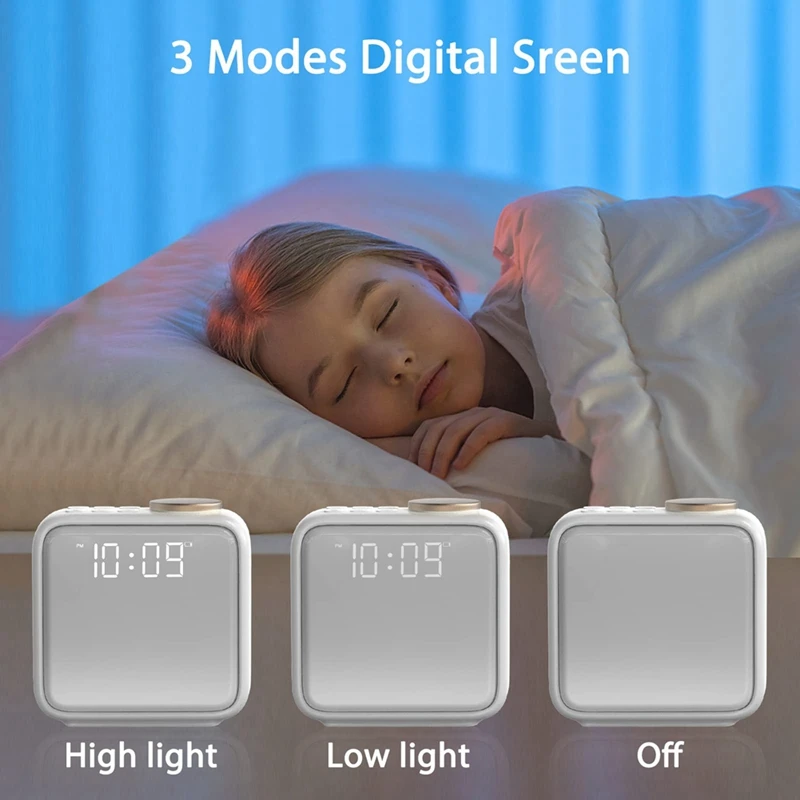 Alarm Clock For Heavy Sleepers With Sleep Aid & Night Light, Wake Up Sounds & RGB Colors, Rechargeable, Dual Alarm Easy To Use