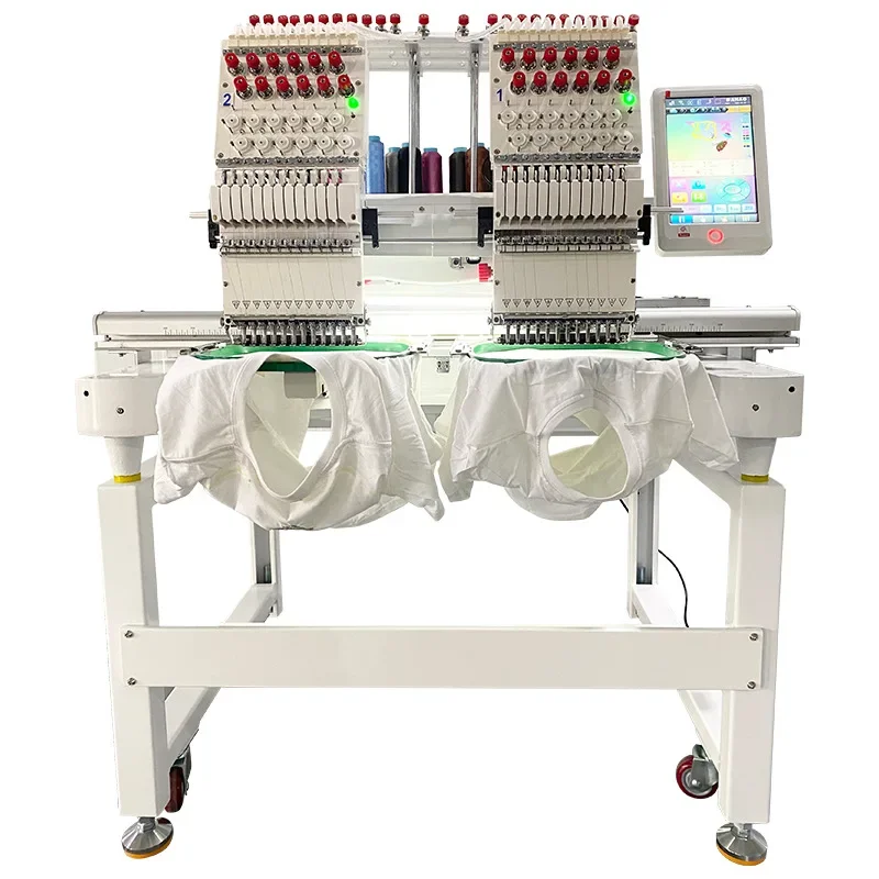 double heads 9/12/15 needles computer 400*450mm flat embroidery machinehat embroidery machine sewing embroidery machine