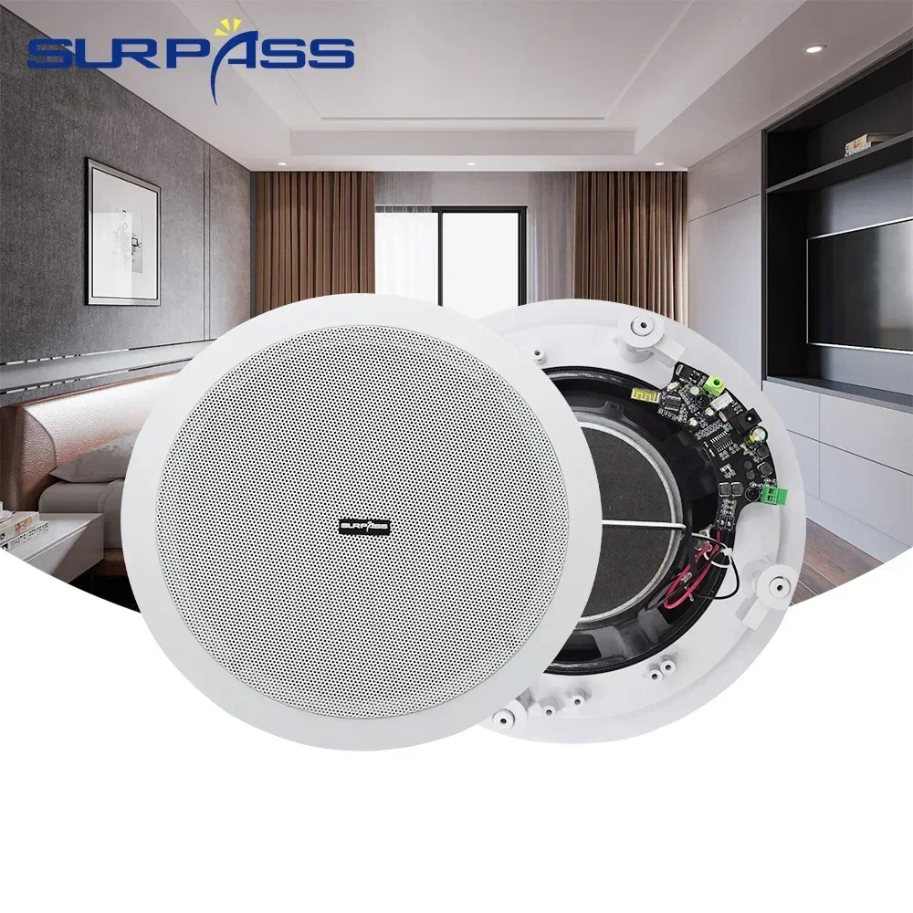 2pcs 8'' 40W audience Ceiling Bluetooth Speaker Built in Class D Digital Amplifier portable speaker HiFi Music home Sound System