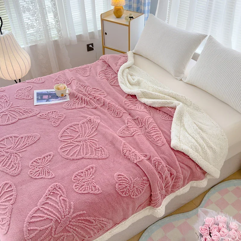 3D Butterfly Throw Blanket Super Soft Warm Fluffy Bed Blankets Lightweight Jacquard Fleece Blanket for Sofa Chair Bed Camping