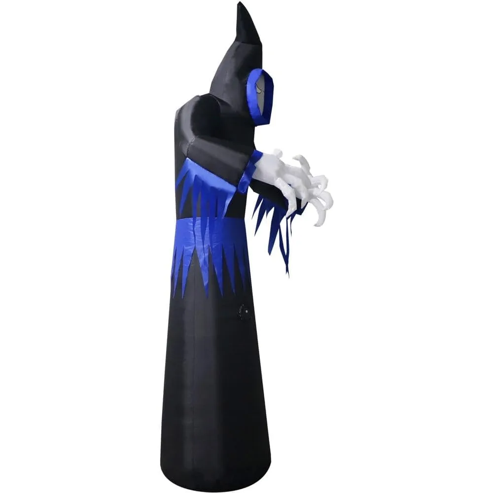 Halloween Decoration 8-Ft Tall Grim Reaper Blow Up Inflatable with Lights and Music, Outdoor Halloween Inflatable Decoration