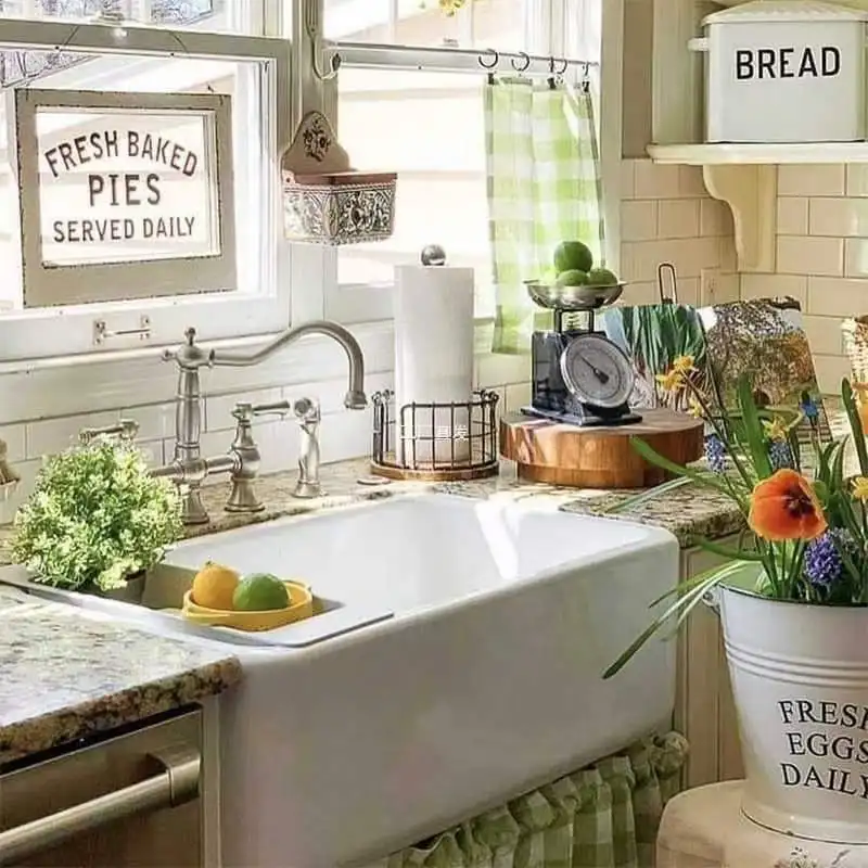American retro ceramic sink large single sink under the counter basin kitchen household embedded large sink integrated vegetable
