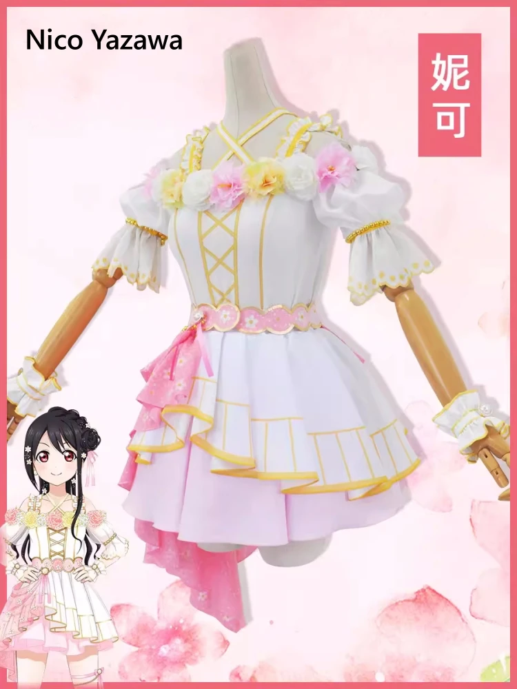 Nico Yazawa Cosplay Costume Anime Lovelive Women Flower Festival Cute Top Skirt Costume Role Play Clothing Halloween Suit