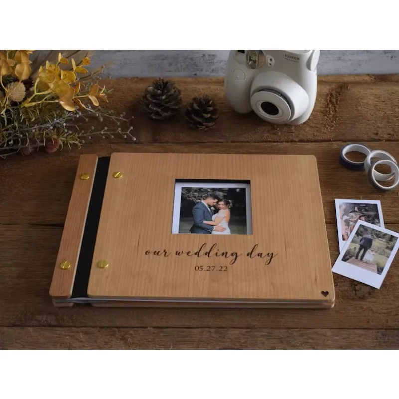 

Индивидуальная свадебная гостевая книга, деревянный персонализированный фотоальбом, креативная книга для вывески, журнал, логотип книги