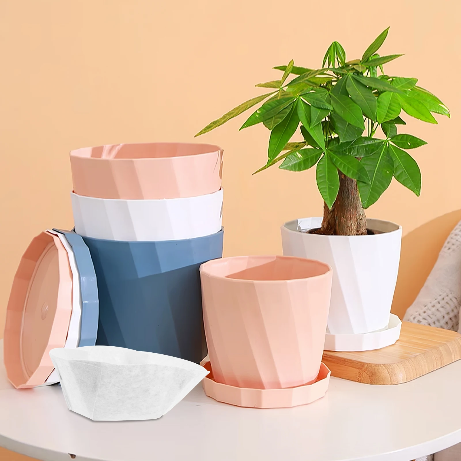 

6 Sheets Hanging Basket Nonwoven Fabric Liners Replacement Flowerpot Fiber Planters for Balcony Decor
