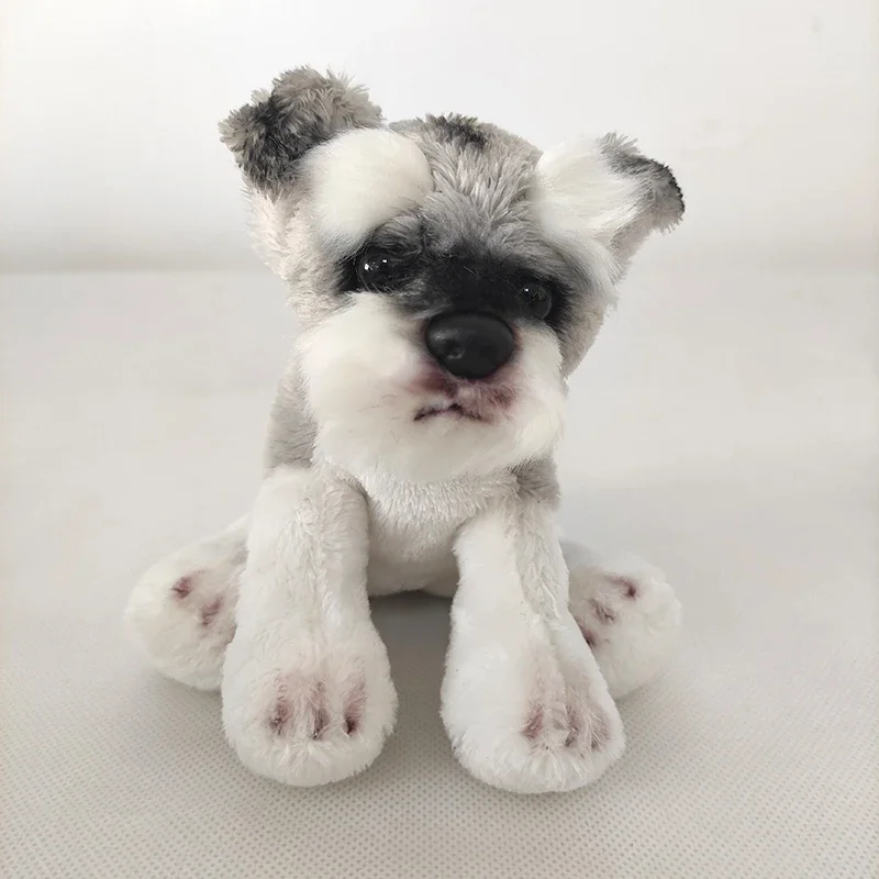 1 pc Cute Small Schnauzer Puppy Real Life Plush Toy Soft Simulation Dog Stuffed Kids doll for Children Photo Prop Girl Birthday