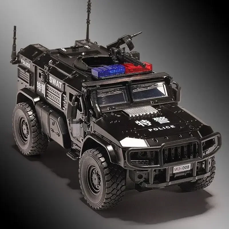 

1:32 Alloy Tiger Armored Car Model Diecasts Military Truck Model Metal Police Explosion Proof Car Sound and Light Kids Toys Gift