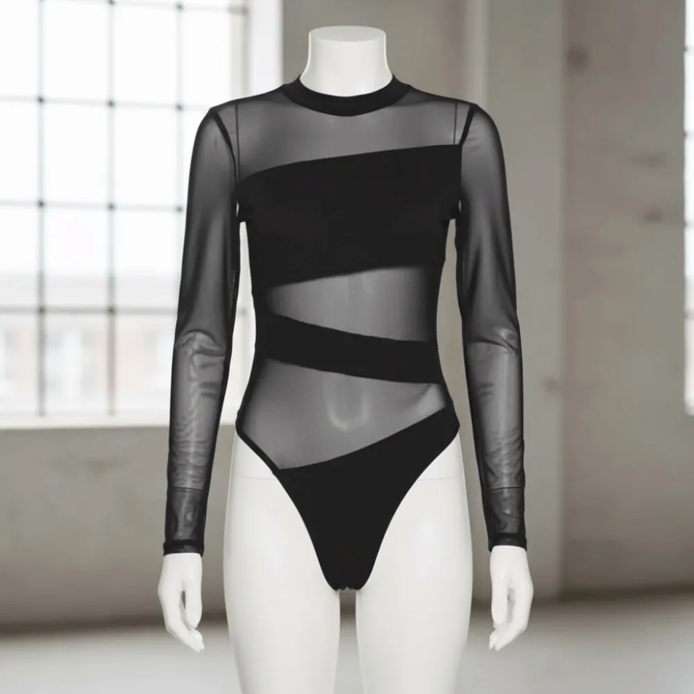 

Прозрачный кружевной комбинезон с длинными рукавами, бесшовное нижнее белье с высокой талией для женщин, комбинезон с длинными рукавами, сетчатое тонкое корректирующее белье, подарки