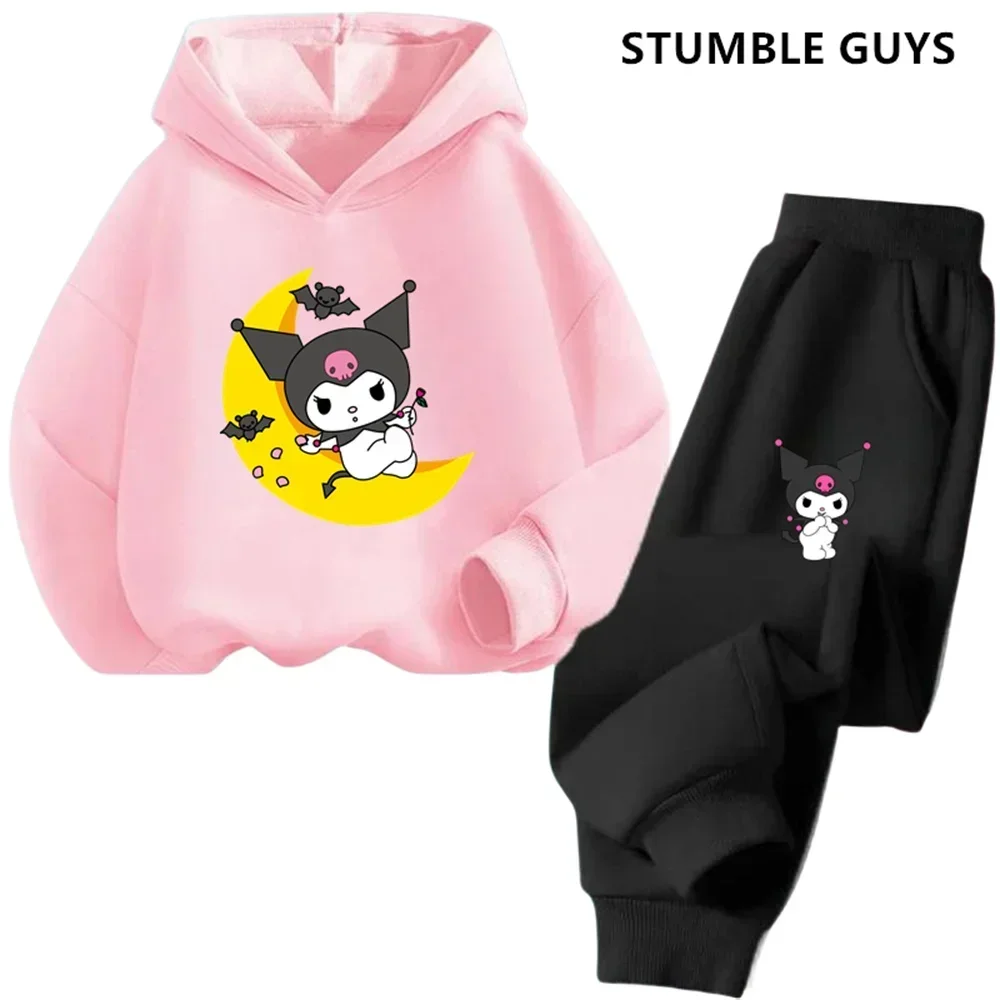 

Kawaii Kuromi Hoodie Set Kids Cartoon Boys and Girls 3-14 Years Old Kawaii Street Casual Sweatshirt Children's Outdoor Sports