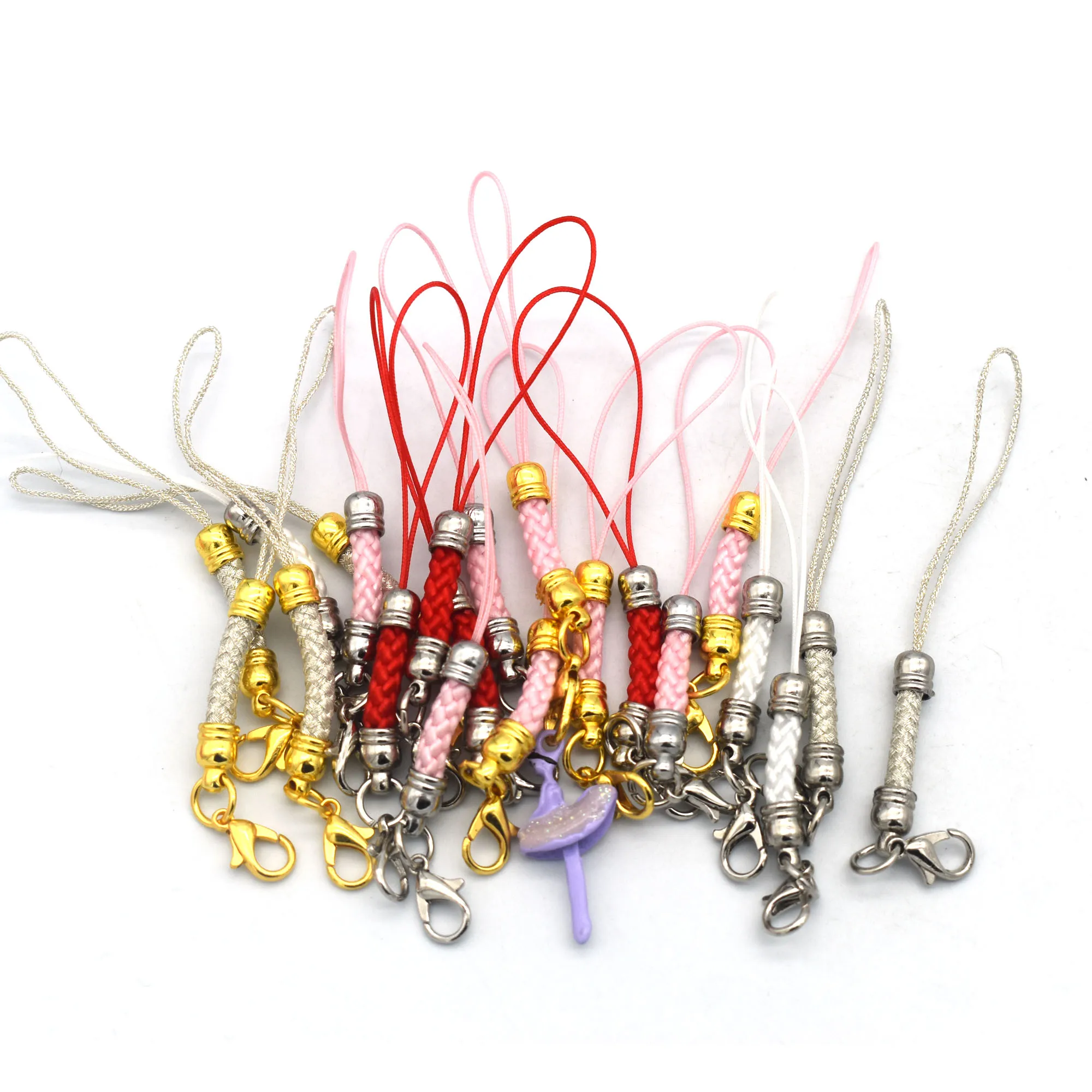 60pcs Mini Lobster Clasp Cords Clasp Cord Strap Charm Lariat Lanyard Mini Lariat Cord Strap for Cellphone USB Drive Keychain DIY