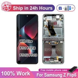 For Samsung Galaxy Z Flip 5 Touch Screen For Z Flip5 F731 SM-F731 F731B F731U F7310 Display Replacement，With black dots and line