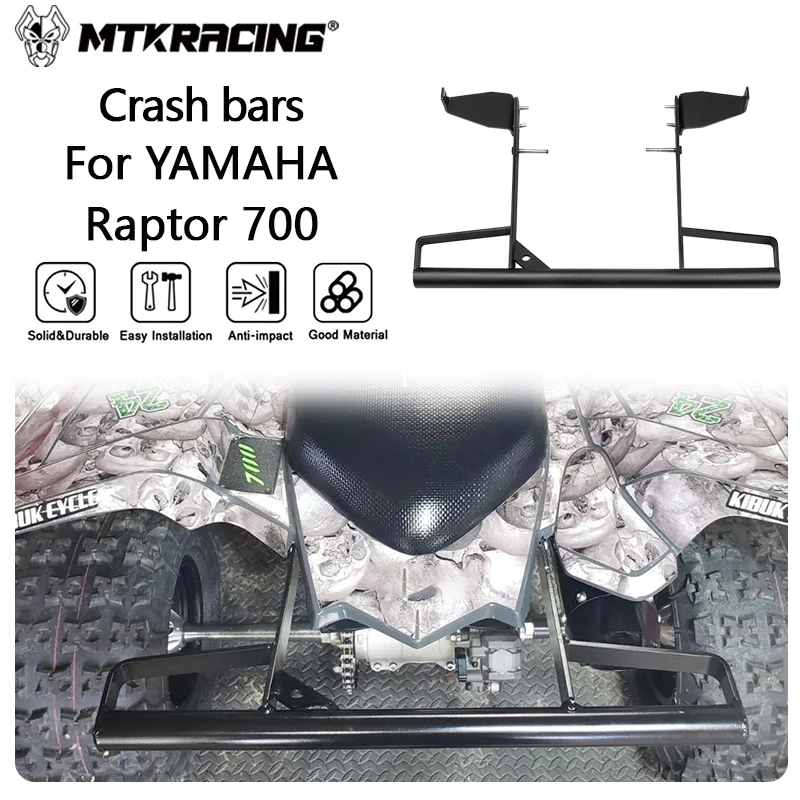 MTKRACING Crash bars For YAMAHA Raptor 700 2022-2024 Rear Grab Bar Rear Bumper Grab Bar ATV Accessories