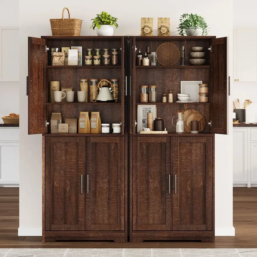 Modern Tall Kitchen Pantry Storage Cabinet with Adjustable Shelves