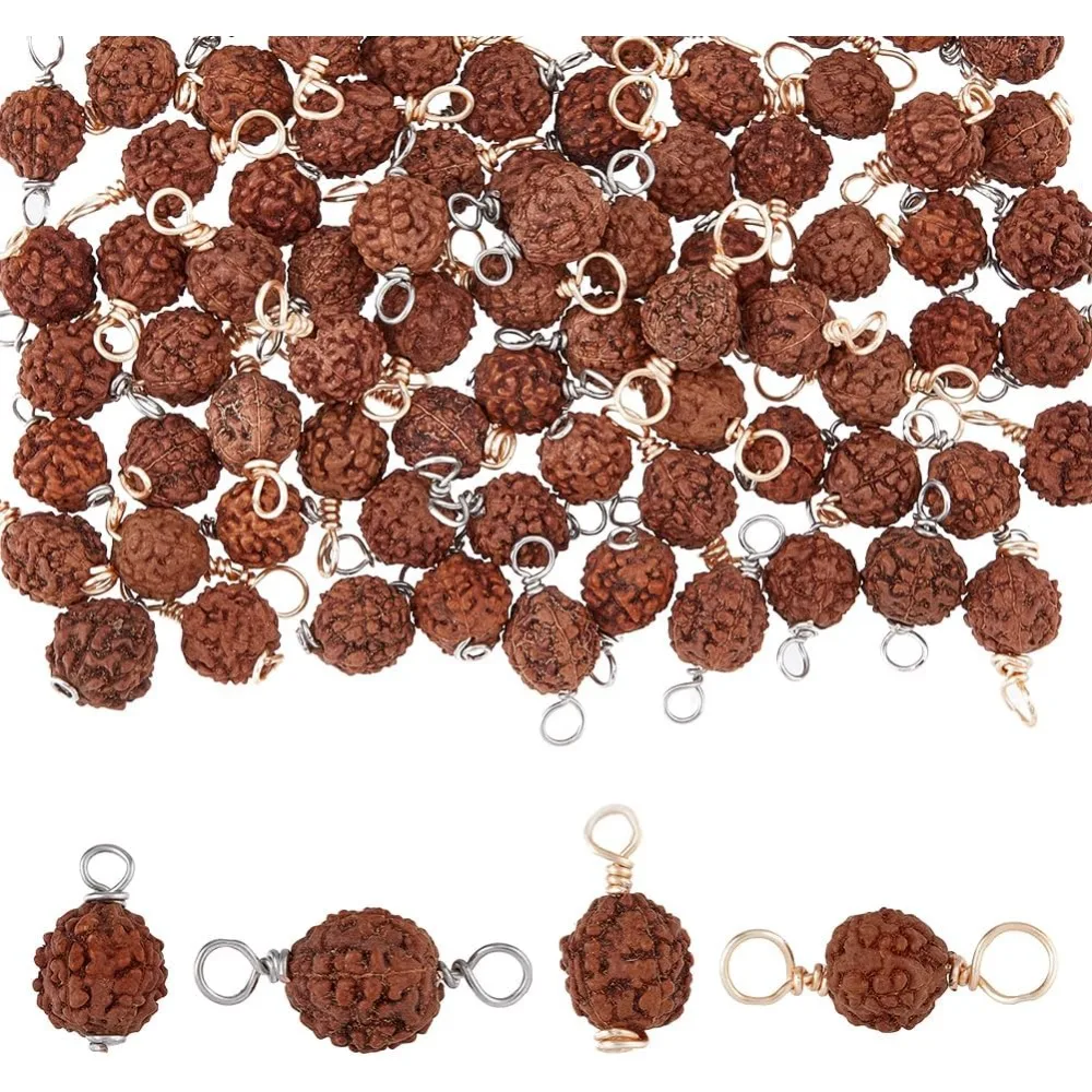 

80Pcs 4 Styles Wood Pendants Connectors Himalayan Meditation Prayer Charms Bodhi Beads Charms Connectors for Jewelry Making