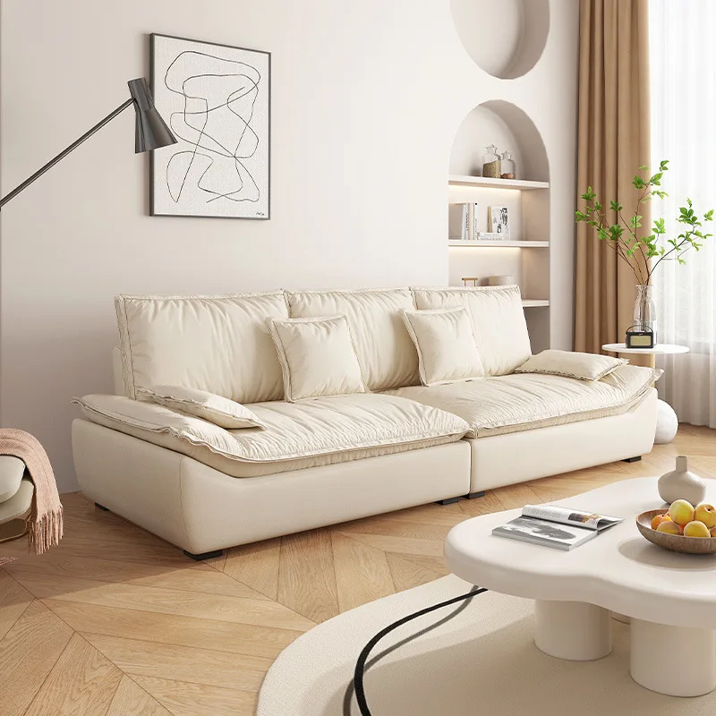 

Диван для гостиной, простой современный скандинавский маленький квартирный интернет-знаменитости, трехместный прямой ряд, кремовый парус