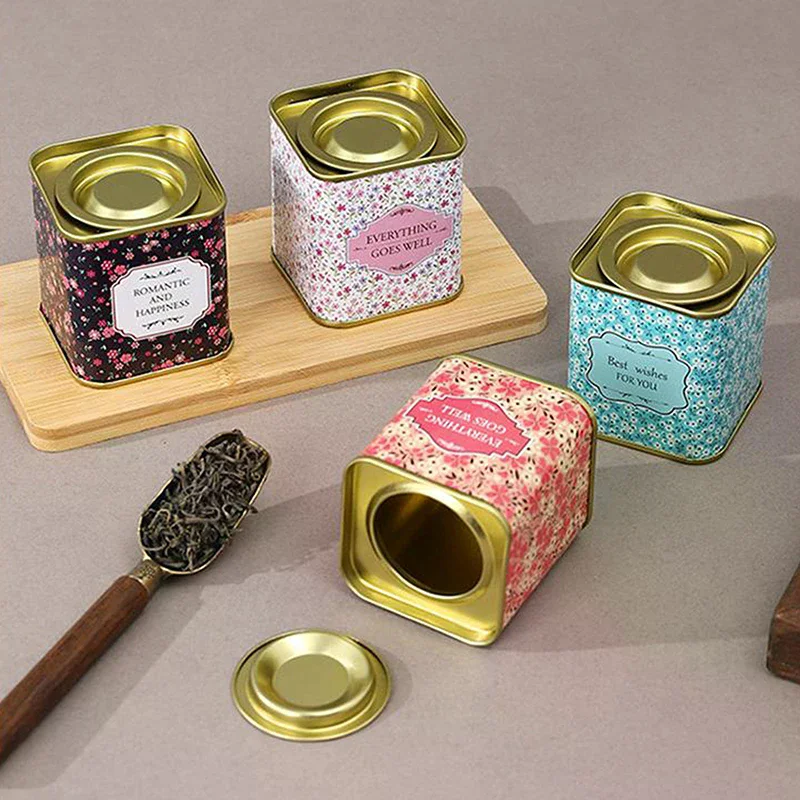 Tea Caddy Box Containers Candle Cans Coffee Candy Snacks Small Tin Mini Portable Storage Boxes Sealed Jars Packaging Teaware