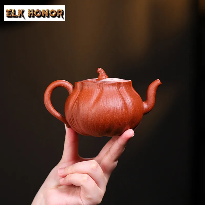 310ml Antique Yixing Purple Clay Teapots Handmade Stump Pot Raw Ore Downhill Mud Tea Soaking Kettle Zisha Tea Set Decoration